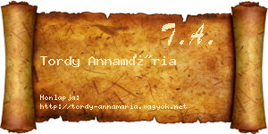 Tordy Annamária névjegykártya